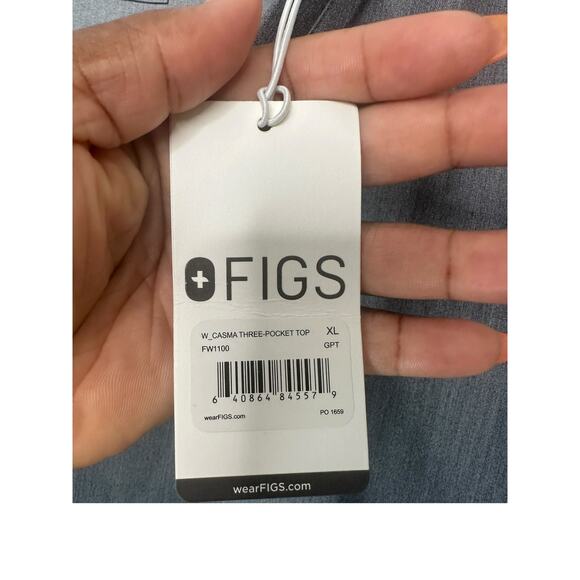 NWT Figs Graphite Gray Women's Medical Casma Three Pocket Scrub Top Size XL - Picture 3 of 10